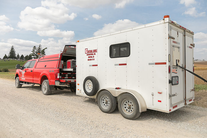 central cable work truck and trailer