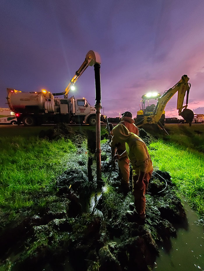 central cable workers working at night