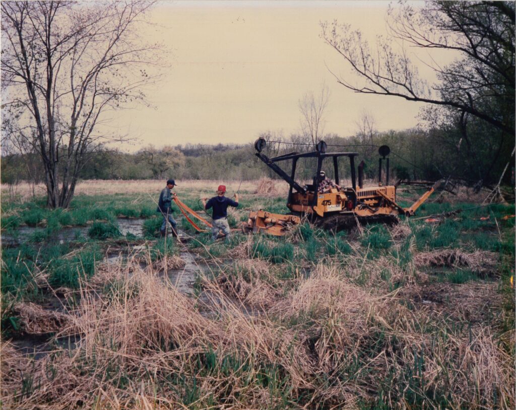 old photo of central cable workers in a field
